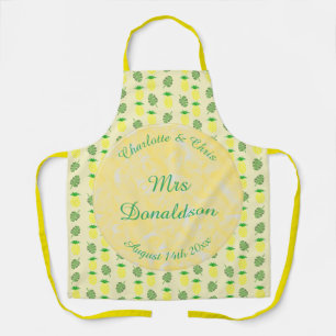 Tropical Summer Wedding Pineapple and Palm Leaves Apron