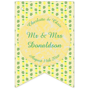 Tropical Summer Wedding Pineapple and Palm Leaves Bunting Flags