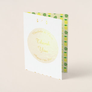 Tropical Summer Wedding Pineapple and Palm Leaves Foil Card