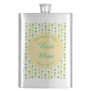 Tropical Summer Wedding Pineapple and Palm Leaves Hip Flask