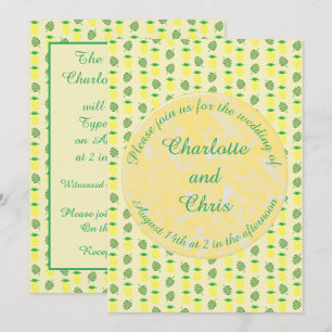 Tropical Summer Wedding Pineapple and Palm Leaves Invitation