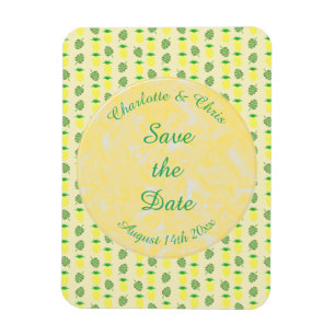 Tropical Summer Wedding Pineapple and Palm Leaves Magnet