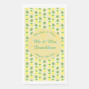 Tropical Summer Wedding Pineapple and Palm Leaves Napkin