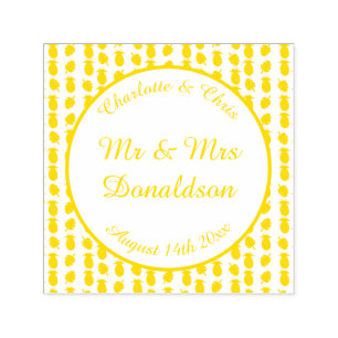 Tropical Summer Wedding Pineapple and Palm Leaves Self-inking Stamp