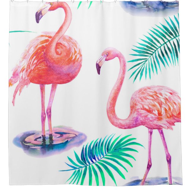 Tropical summer with flamingos palm leaves and exo (Front)