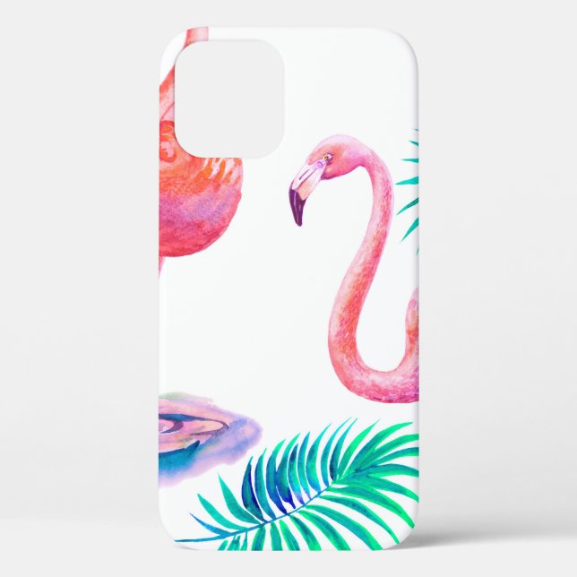 Tropical summer with flamingos palm leaves and exo Case-Mate iPhone case (Back)