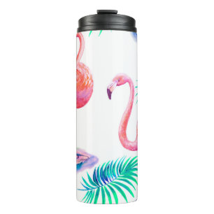 Tropical summer with flamingos palm leaves and exo thermal tumbler