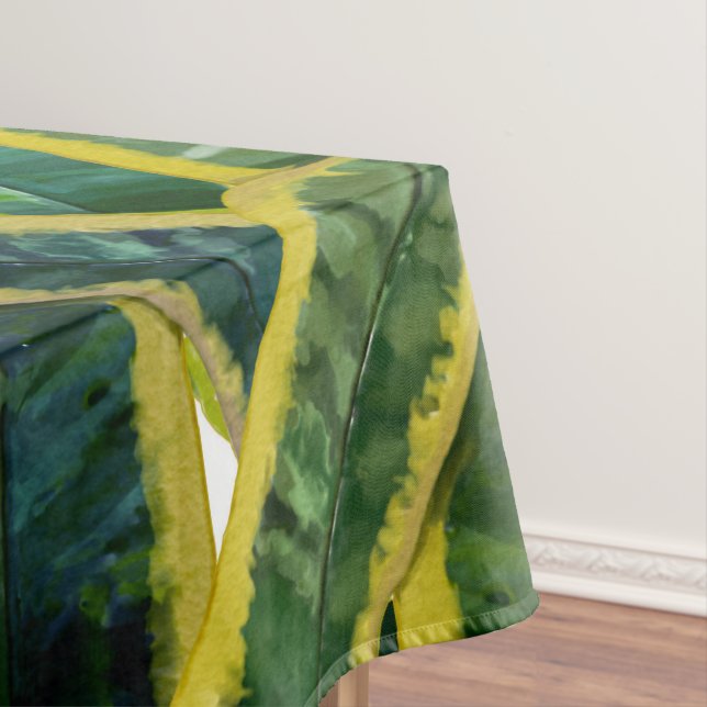 Tropical Summer Yellow Parrot Bird Banana Leaves Tablecloth (In Situ)