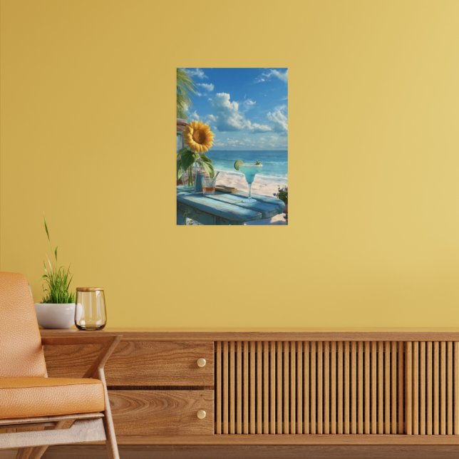 Tropical Sunflower Beach Wall Art | Ocean Print"  (Living Room 2)