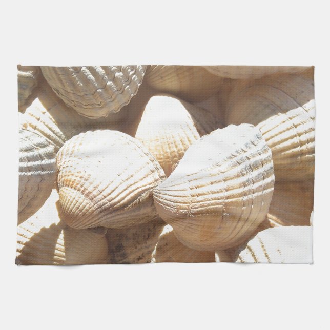 Tropical Sunny Exotic Sea Shells Kitchen Towel (Horizontal)