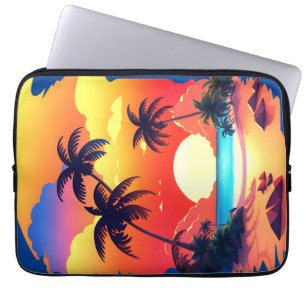 "TROPICAL SUNRISE AT THE BEACH" By Babe Monet Art Laptop Sleeve