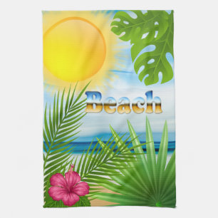 Tropical Sunrise Beach Paradise Kitchen Towel