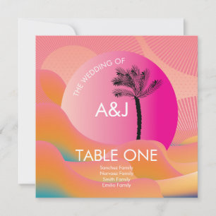 Tropical Sunrise Bold Pink Orange Wedding Seating