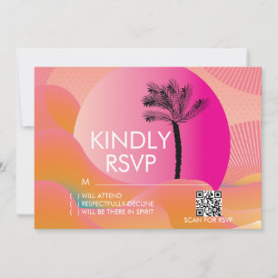 Tropical Sunrise Bold Pink Orange White RSVP Card