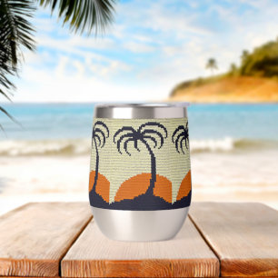 Tropical Sunrise Palm Trees Artisan Crochet Print