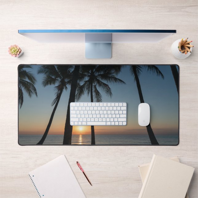 Tropical Sunrise – Palm Trees with Golden Sun Desk Mat (Office 1)