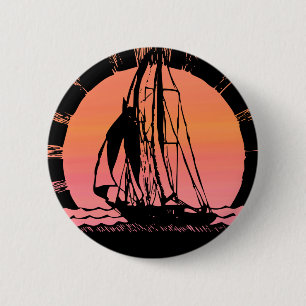 tropical sunrise sunset ship 2 inch round button