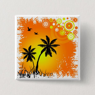 Tropical sunset 2 inch square button