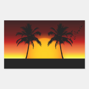 Tropical Sunset and Palm Trees Sticker