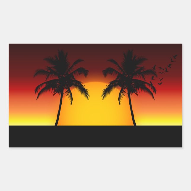 Tropical Sunset and Palm Trees Sticker (Front)