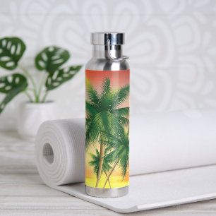 Tropical Sunset and Palms  Water Bottle