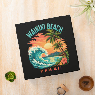 Tropical Sunset at Waikiki Beach Hawaii Binder