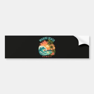 Tropical Sunset at Waikiki Beach Hawaii Bumper Sticker