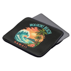 Tropical Sunset at Waikiki Beach Hawaii Laptop Sleeve