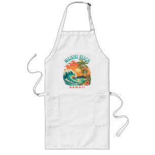 Tropical Sunset at Waikiki Beach Hawaii Long Apron