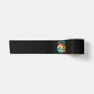Tropical Sunset at Waikiki Beach Hawaii Satin Ribbon