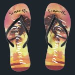 Tropical Sunset Beach Bridesmaid Personalized Flip Flops<br><div class="desc">Beach Wedding Favours Flip Flops - the best favour for your guests!  To change the text,  use the personalize option. For more extensive text changes such as changes to the font,  font colour,  or text layout,  choose the customize option.</div>