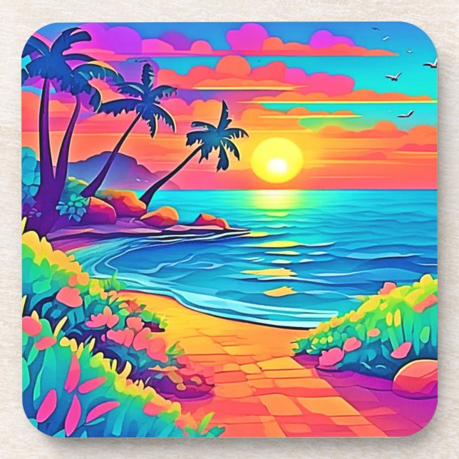 Tropical Sunset Beach Coaster (Front)