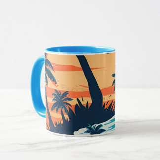 Tropical Sunset Beach Coffee Mug – Relaxing Palm