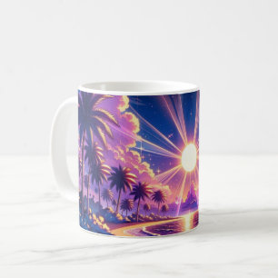 Tropical Sunset Beach Fantasy Painting Coffee Mug