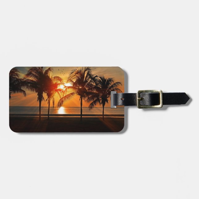 Tropical Sunset Beach Luggage Tag (Front Horizontal)