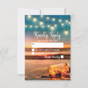 Tropical Sunset Beach Mason Jar Wedding RSVP
