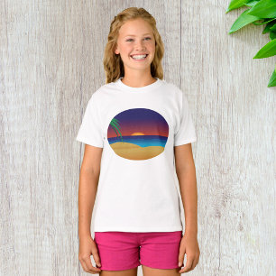 Tropical Sunset Beach Palm Leaves Ocean Waves T-Shirt