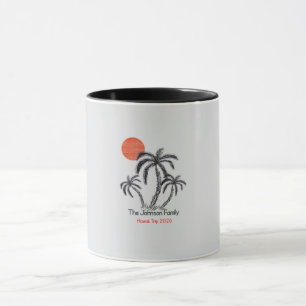 Tropical Sunset Beach Palm Tree Family Vacation Mug