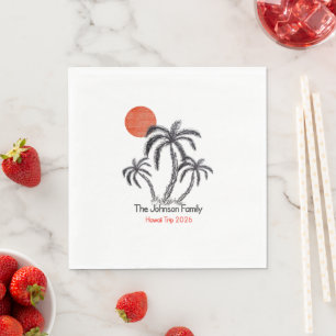 Tropical Sunset Beach Palm Tree Family Vacation Napkin