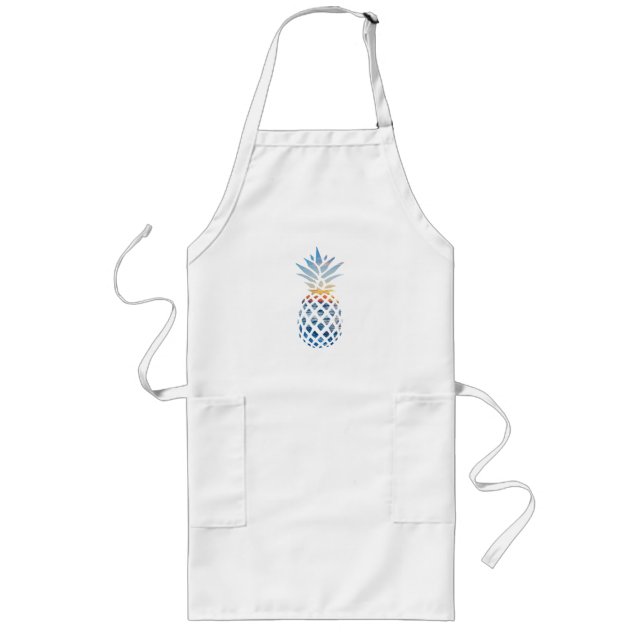 Tropical Sunset Beach Pineapple Theme Birthday Long Apron (Front)