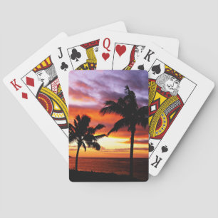 Tropical sunset beach playing cards