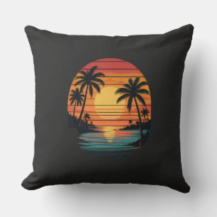 Tropical Sunset Beach Throw Pillow