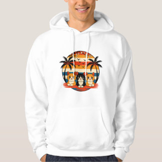Tropical Sunset Cats Design Hoodie