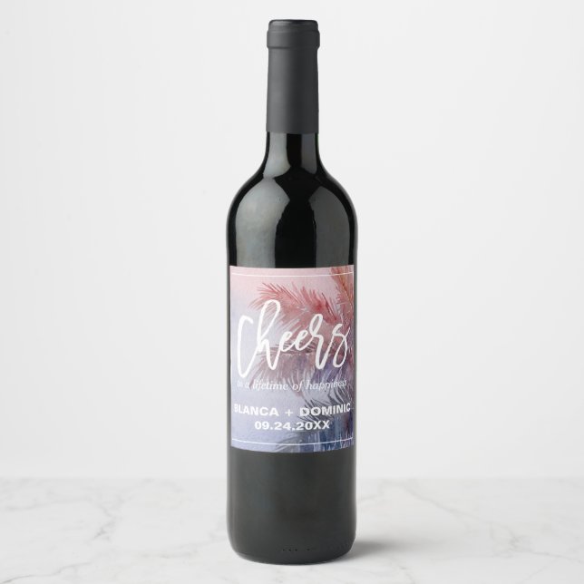 Tropical Sunset Cheers Wine Labels (Front)
