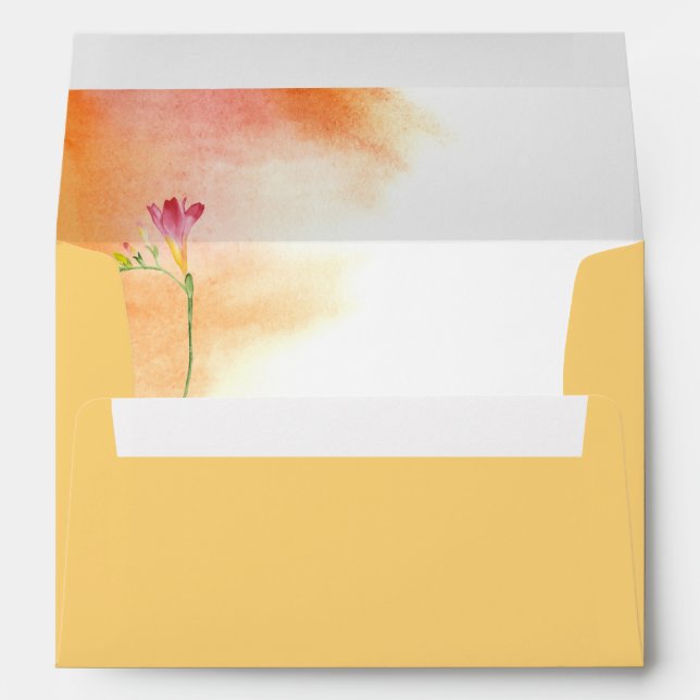 Tropical Sunset Colours Watercolor Freesia Envelope (Back (Bottom))