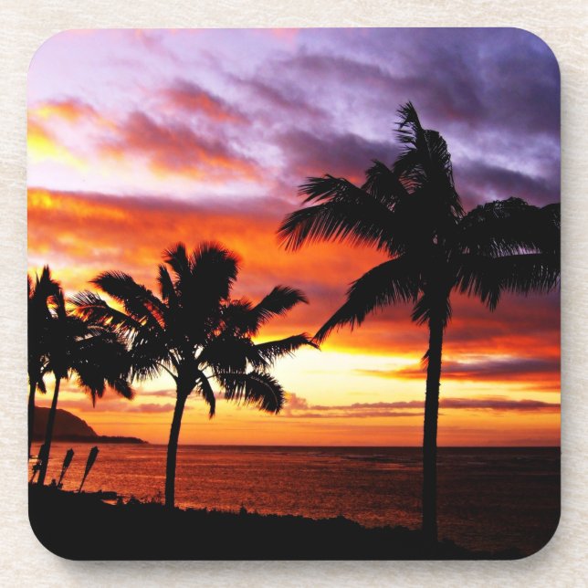 Tropical Sunset Cork Coaster (Front)