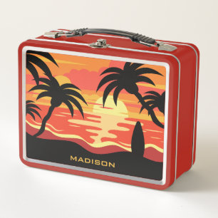 Tropical Sunset custom name lunch boxes