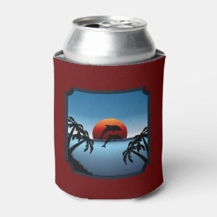 Tropical Sunset Dolphins and Palm Trees Can Cooler