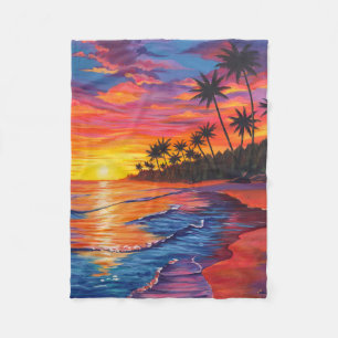 Tropical Sunset Fleece Blanket