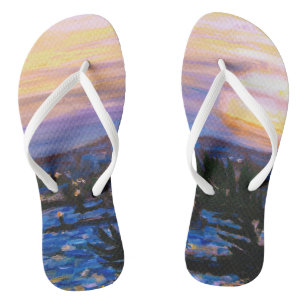 Tropical Sunset Flip Flops
